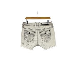 Rock Revival Cleora Mid Rise Shorts Thick Stitch Cut Off Style Gray Womens 30